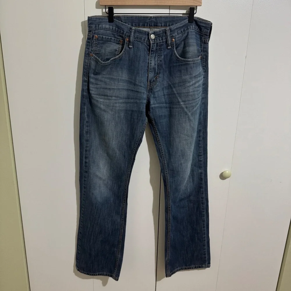 Levis 527 Slim Bootcut Jeans Mens 34x34 Blue Medium Wash Denim Low Rise 527-0511